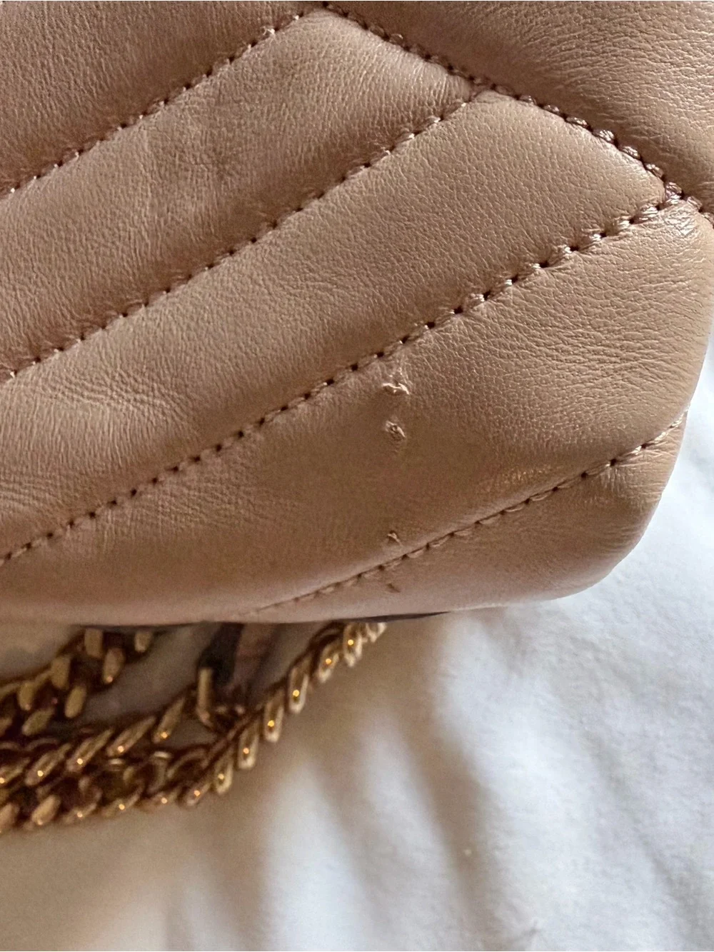 Tory Burch Kira Chevron Convertible Shoulder Bag in Blush Pink with Gold Chain